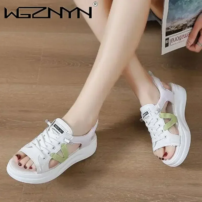 صنادل نسائية جديدة أحذية الشاطئ الصيف جوفاء تنفس أحذية رياضية غير رسمية منصة الإناث كل مباراة Streeat Sandls