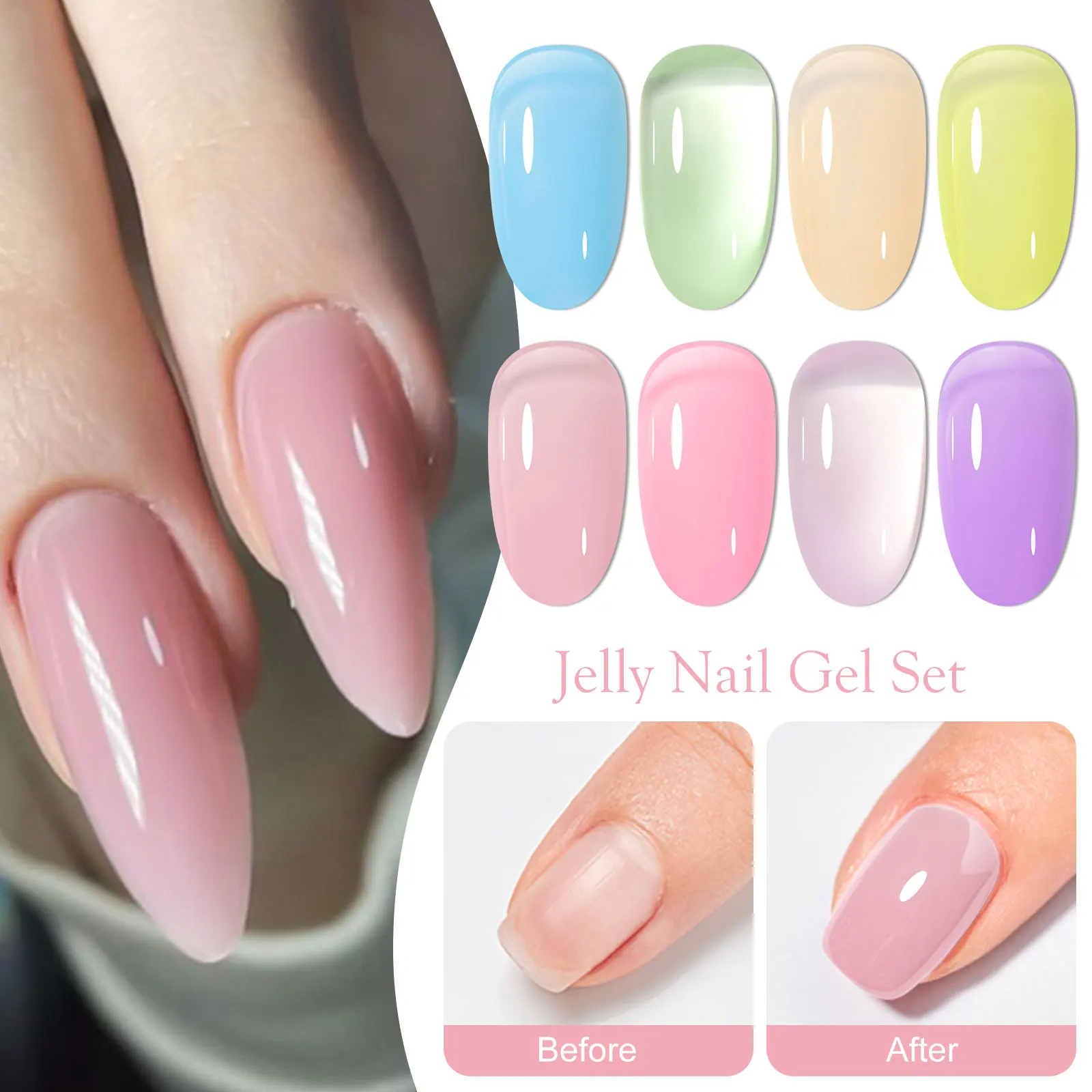 MTSSII 8 pièces/boîte gelée Gel vernis à ongles à la mode rose bleu vert Transparent tremper Gel UV LED vernis à ongles pour manucure