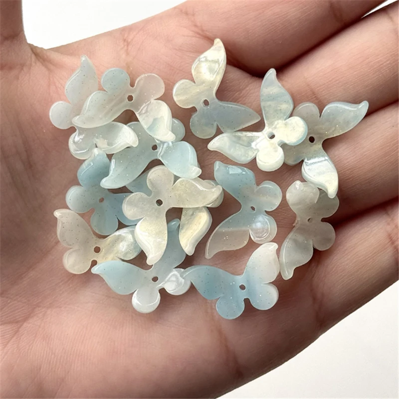 100 Pieces/Lot New Retro 21mm Resin 3D Animal Butterfly Charm Acetic Acid Connectors for DIY hair Jewelry Findings Accessories