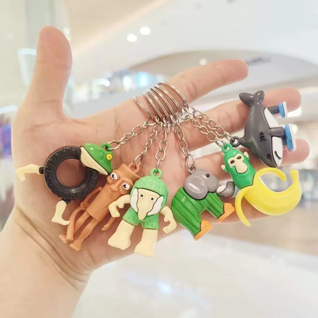 1/6pcs 3D cute Italian brain rot animal design keychain with packaging box, Sigma Skibidi Rizz cat Cool
