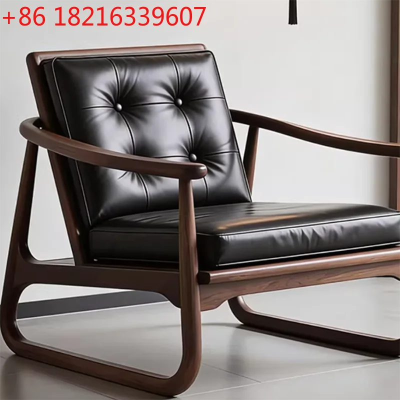 YAO Wooden Modern Living Room Chairs Leather Occasional Relax Living Room Chairs Lazy Garden Fauteuil  Chinese Style Furnit