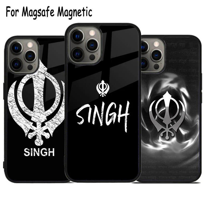 Sikh Khanda Sikhism Wireless Charge Magsafe Phone Case For iPhone 15 16 14 13 11 12 Pro Max Plus Magnetic Bumper Cover