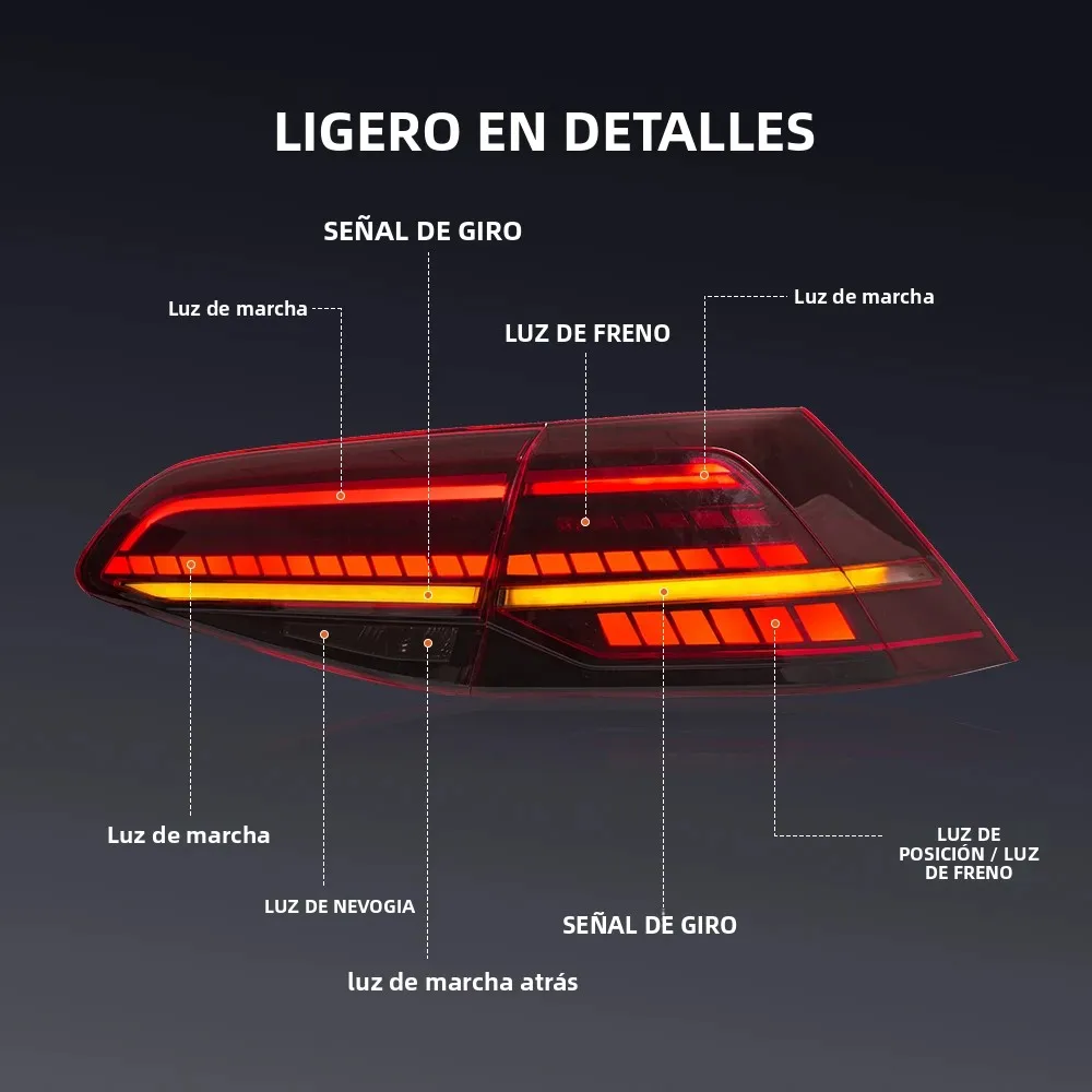 Picture 4: Pair Of LED Tail Lights For VW Golf 7 2016-2022 DRL Reverse Brake Turning Signal Plug And Play Car Rear Tail Light Assembly