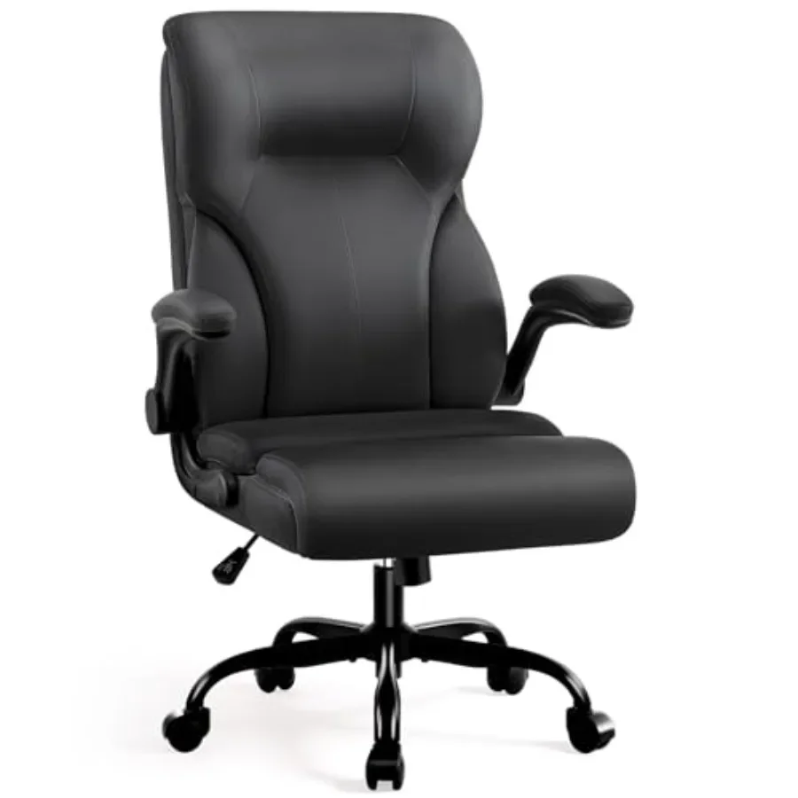 Executive Office Chair, High Back Ergonomic Desk Chair with Padded Flip-up Armrests, Smooth-Rolling Casters, PU Leather Upholst