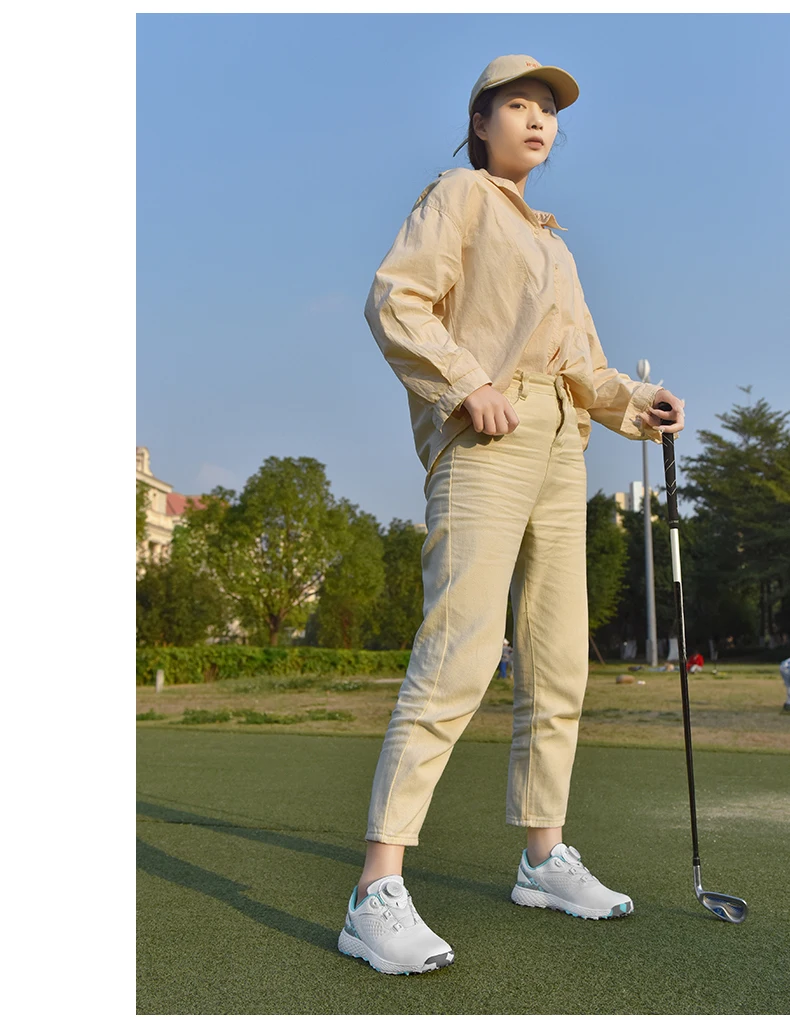 Weiße Golfschuhe für Herren und Damen, wasserdichte Golf-Turnschuhe, rutschfeste Golf-Turnschuhe ohne Spikes, Leder, Outdoor-Sport, Leder-Golfschuhe – Detail 14