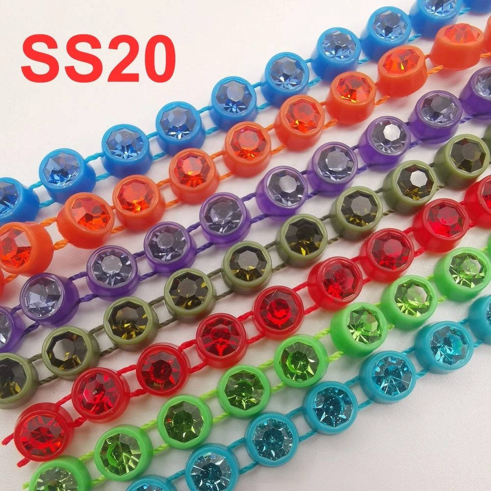 

TXBV® ss20 color diamond crystals rhinestones banding trimming chain strip of rhinestone