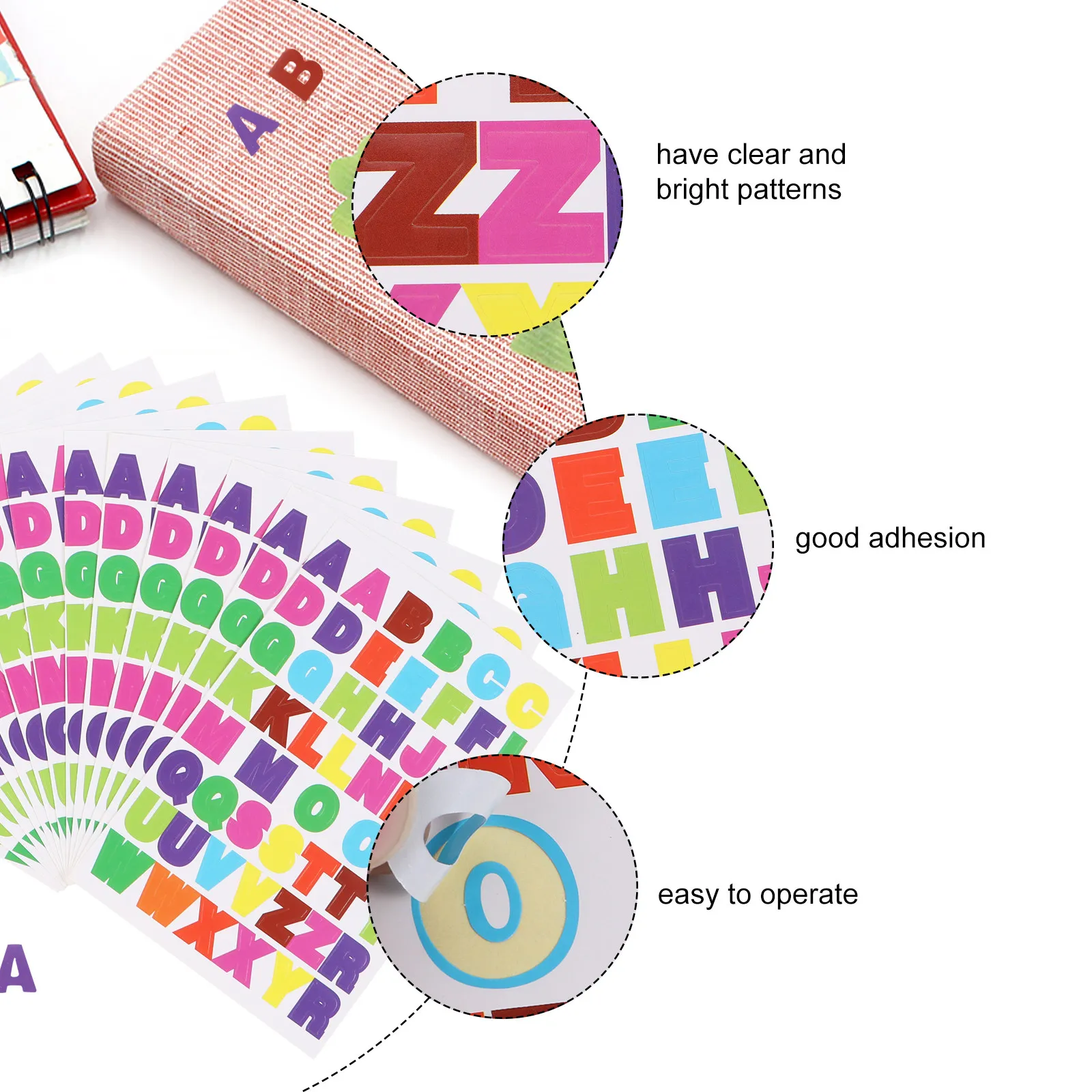 50Pcs High Quality Fade Resistant Alphabet Letter Stickers Colorful Self Adhesive Decorative Stickers for Diary Notebook Planner