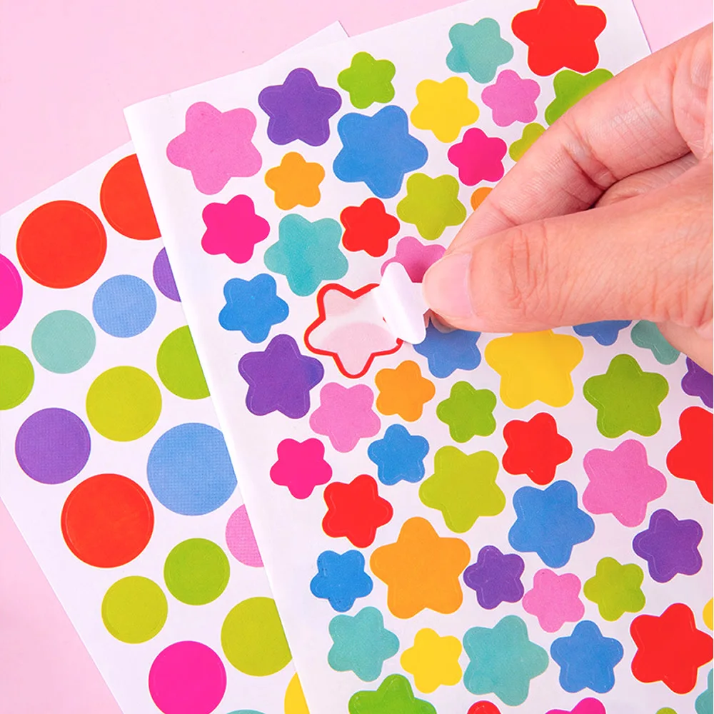 4200 Lembar Paket Stiker Tanda Hadiah Hati/Lingkaran/Bintang DIY Stiker Alat Tulis Koper Skateboard Dekorasi Mainan Hadiah Laptop Ponsel