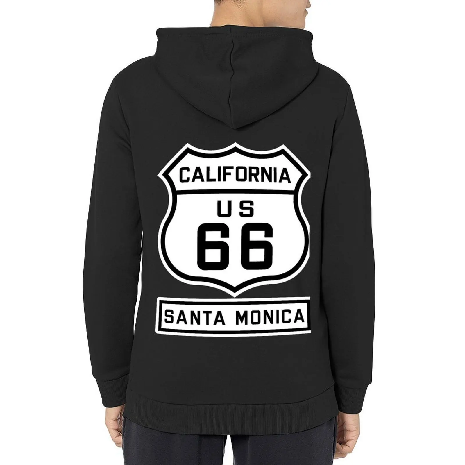 Historic Route 66 - The Mother Road - Santa Monica Hoodie men clothes korean autumn clothes blouse hoodie streetwear