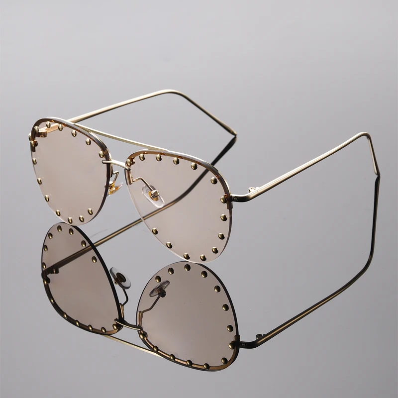 KAMMPT Rimless Pilot Sunglasses Men 2024 New Fashion Vintage Gradient Outdoor Shades Trendy Stylish Brand Designer Sun Glasses