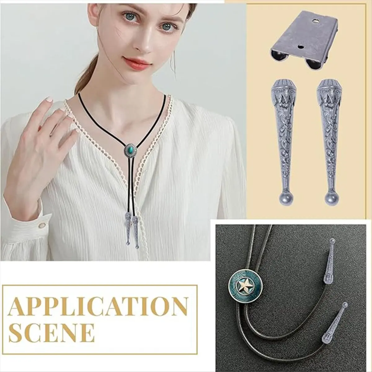 

ABQR 12pc Bolo Tie Findings Kit 8Pcs Bolo Tie Tips Replacement End Caps & 4pcs Iron Bolo Tie Slider for DIY Bolo Tie Making C