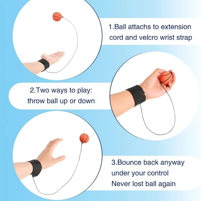 Sports Ball Wristband Set Basketball, Baseball Football on Elastic String - Perfect for Boys Outdoor Play Pet Dog Toys view 4