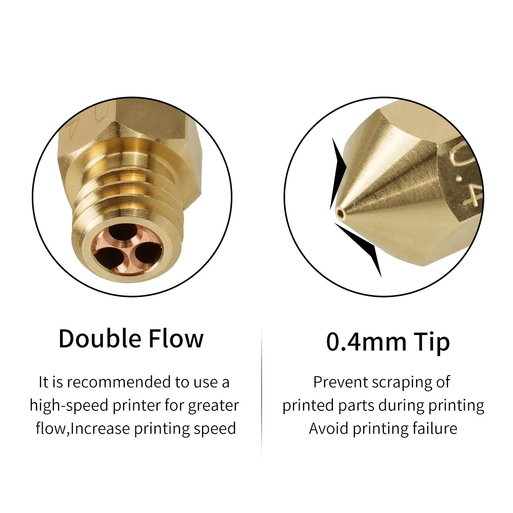 1/2/3Pcs MK8 CHT Nozzle High Flow Nozzles 0.4mm 0.6mm For 1.75mm CR10 CR10S KP5L Ender-3 3D Printer Accessories