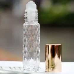 5ml 10ml Essential Oil Bottles Glass Roll on Bottle with Roller Ball Travel Clear Empty Perfume Bottle Cosmetic Sample Vials
