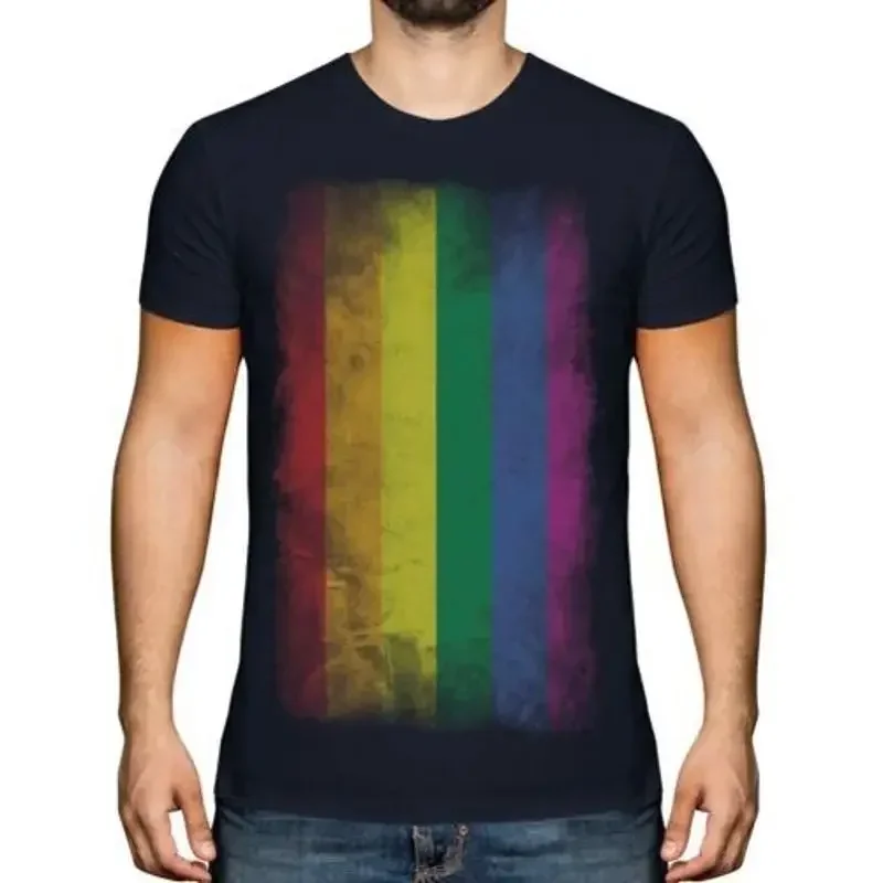 Gay Pride Verblaßte Flagge Herren T-Shirt Rainbow Lgbt Geschenk Bekleidung