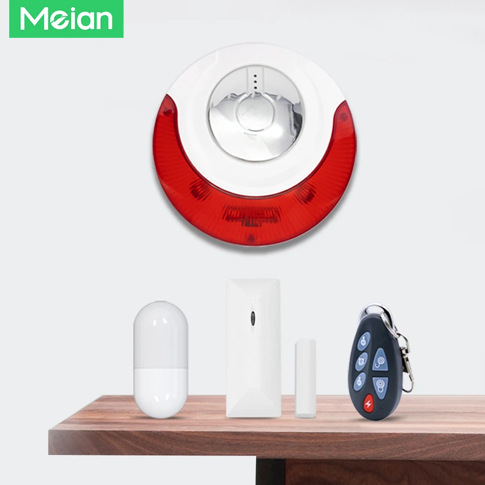 Meian Focus-sistema de alarma de seguridad para el hogar, alarma de Sirena de 110dB, Sirena inalámbrica de 433MHz para el hogar, protección de