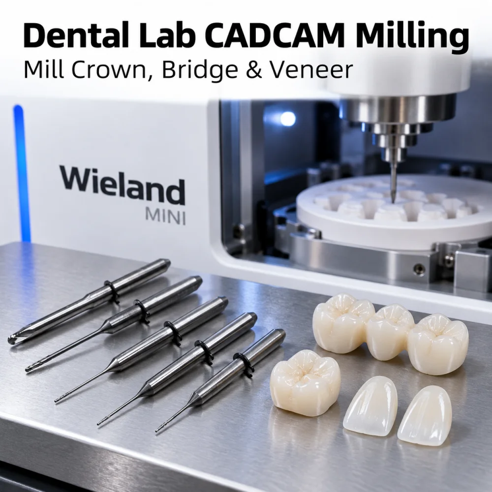1PC Wieland Select /Mini Dental Milling Bur Grinding Zirconia/Emax/PMMA D3 DC/NC Coating Dental Milling Cutter Tool