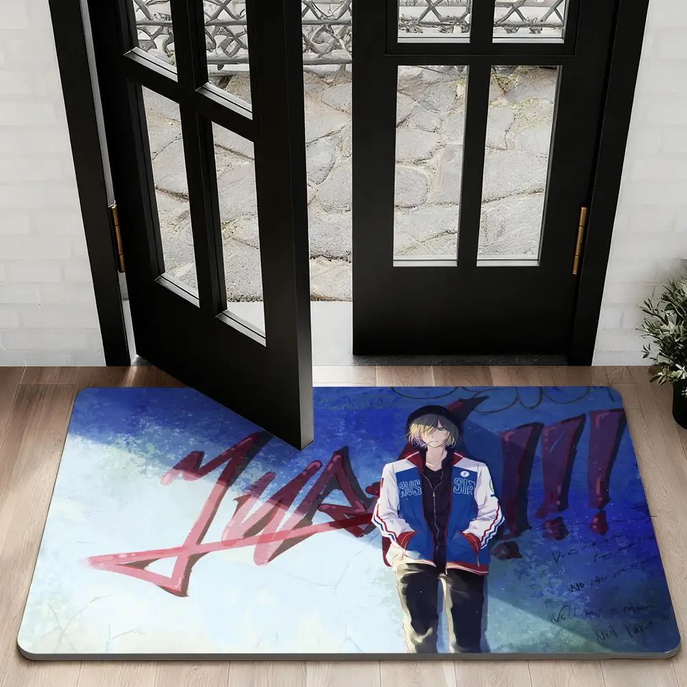 

cartoon Y-Yuri On IceS Floor Mat Diatom Bath Mat Absorbent Quick Dry Non-Slip TPR Backing Soft Plush Draining Rugs