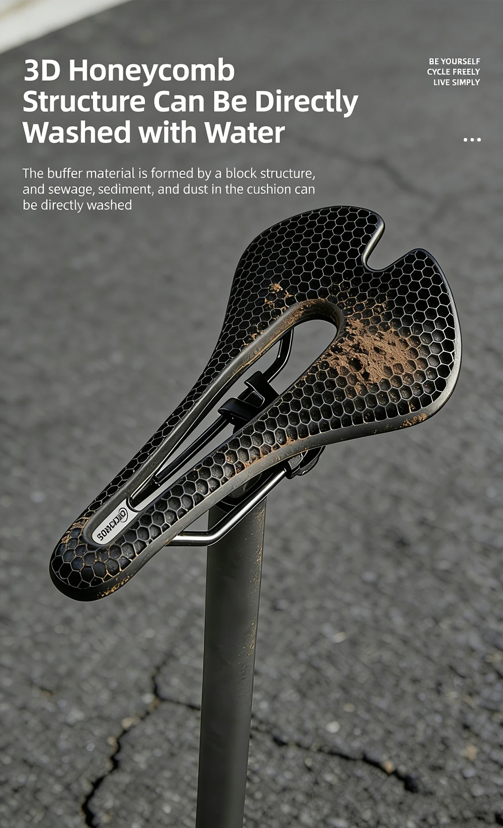 Fahrradsattel mit Wabenstruktur zur Stoßdämpfung, atmungsaktiver und komfortabler MTB-Fahrradsitz, Radkissen-Zubehör – Detail 6