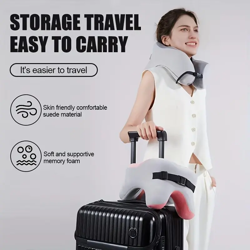 Memory Foam U‑Shape Neck Pillow Travel Airplane Sleeping Pillow Soft Cervical Head Neck Support Pillow For Car Office Nap Rest view 3