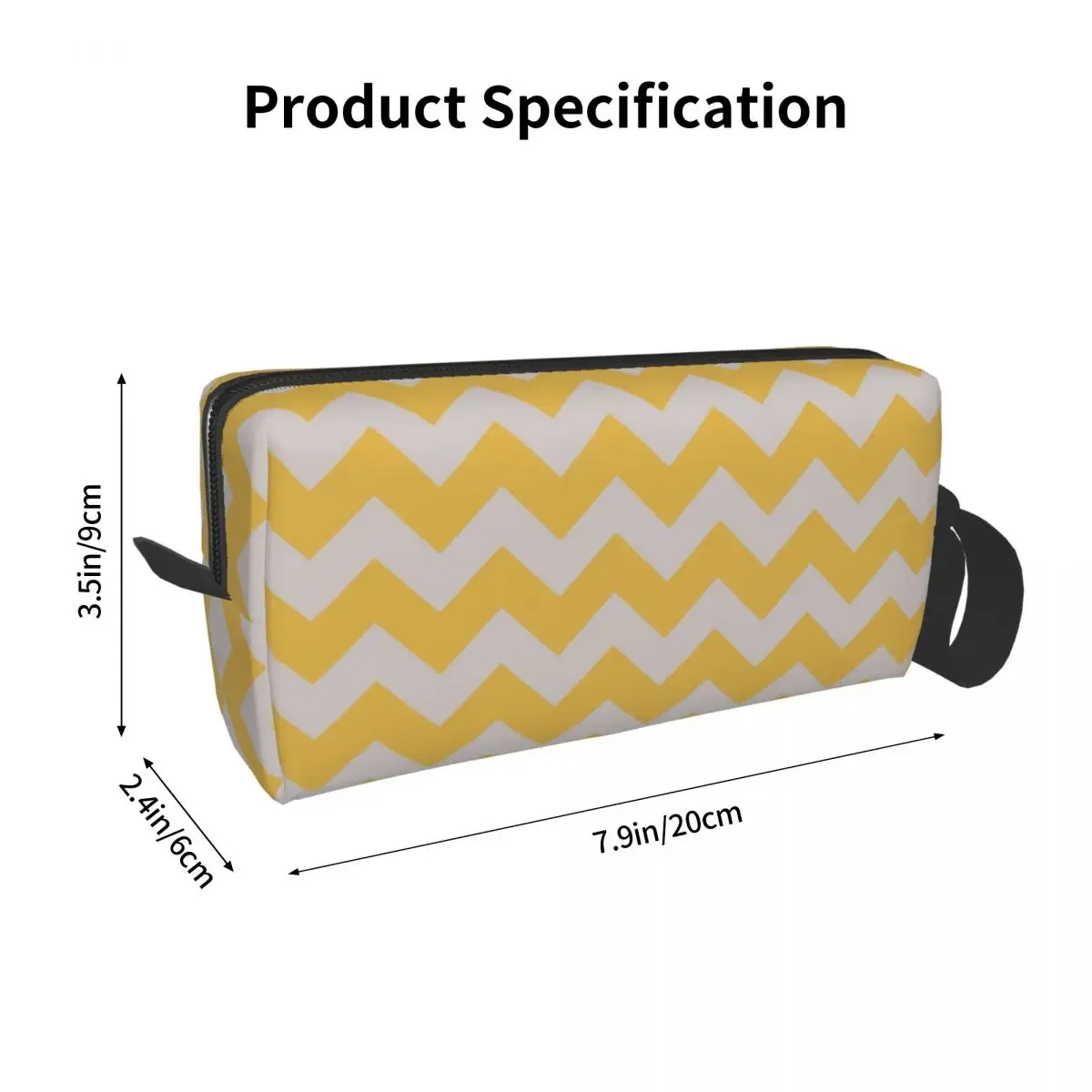 Spicy Mustard And Grey Chevron Zig Zag Arrow Makeup Bag Cosmetic Organizer Toiletry Cosmetic Bag for Women Beauty Pencil Case