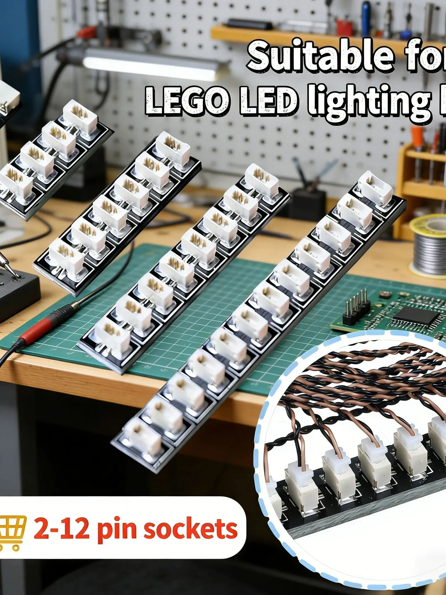 LED-Lichtzubehör, 3 Stück/Packung, für 0,8 mm 2-12-polige Schnittstellen-Erweiterungsplatine, kompatibel mit Bausteinmodellen