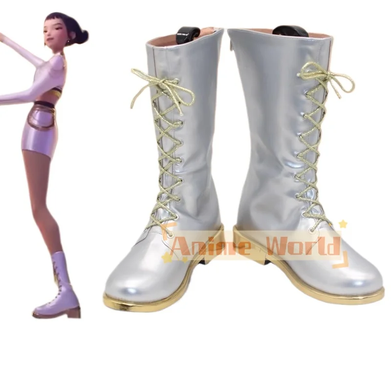 Game KPop Demon Hunters HUNTR/X Zoey Silver Cosplay Shoes Halloween Carnival Party Comic-con Role Playing Shoes Adult Children
