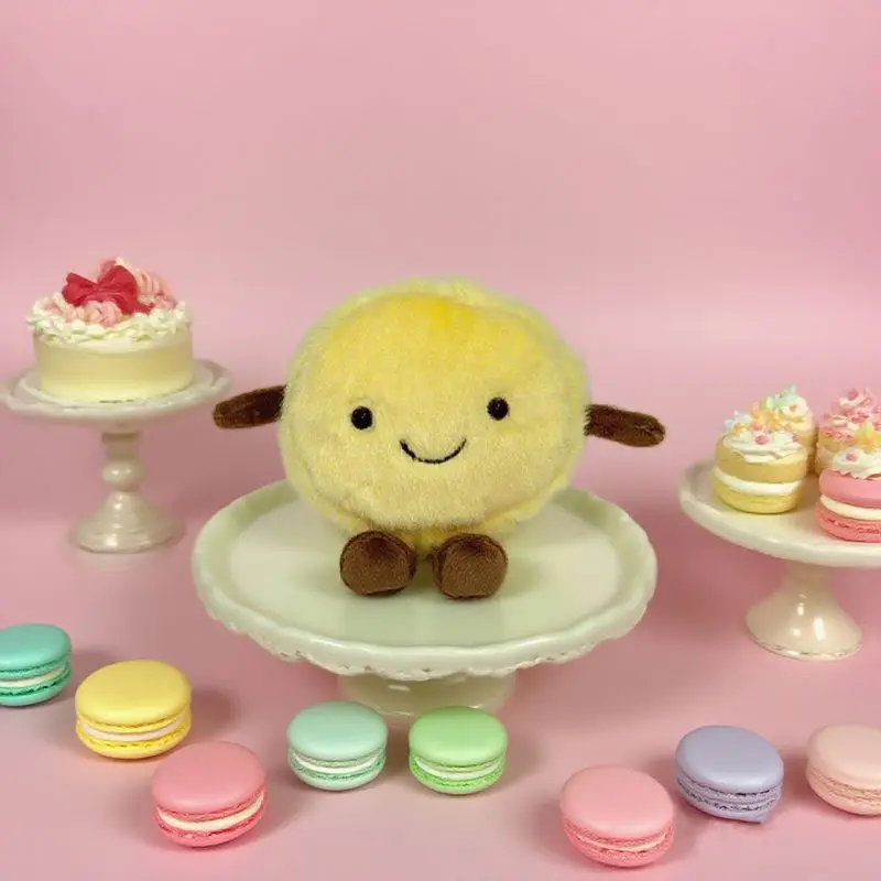 Macarrón de peluche de 12x15cm, juguetes Kawaii de comida rosa y amarilla, juguetes de dibujos animados de peluche para niños y niñas, regalos de cumpleaños y Navidad