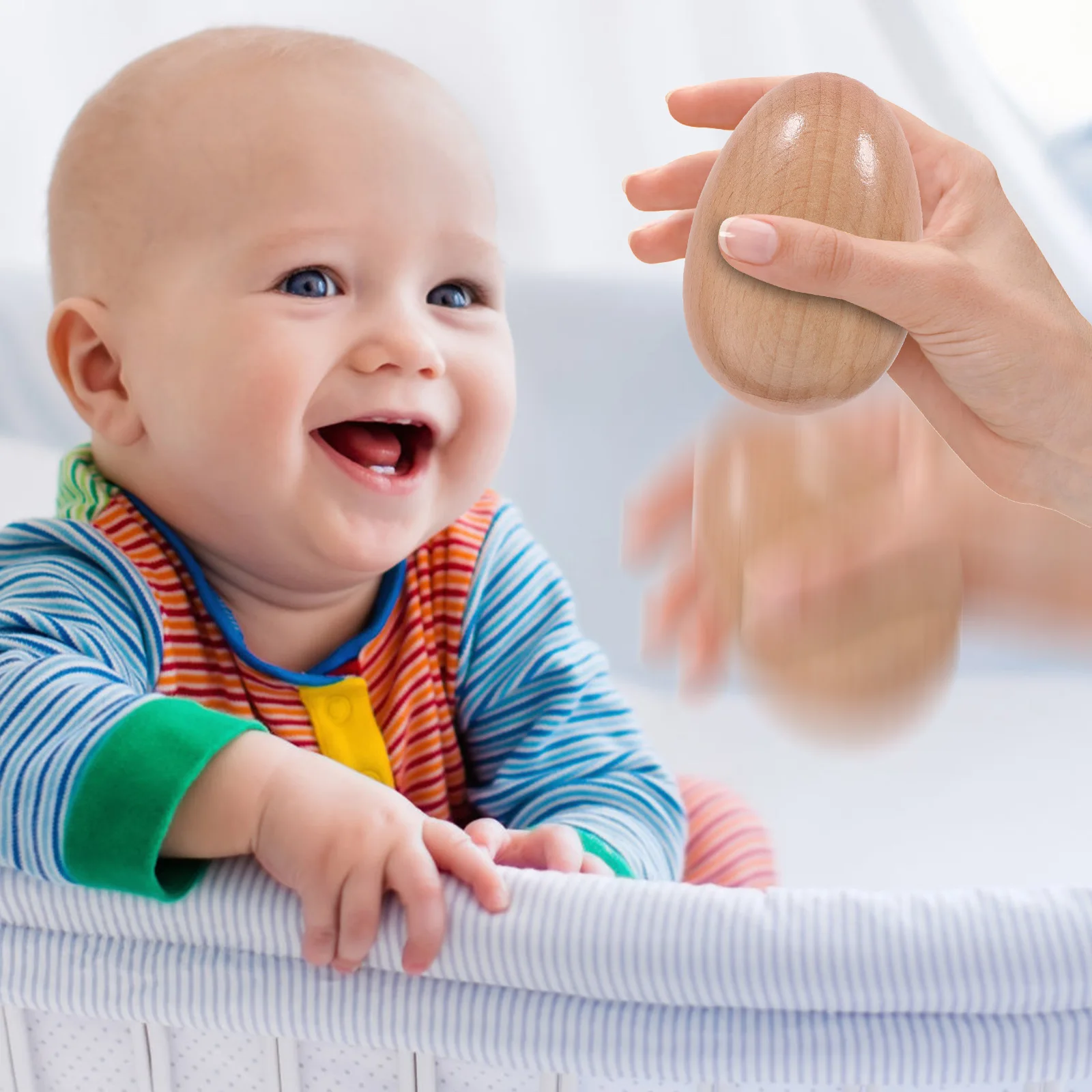 4 Uds. De huevos de Maracas de madera, juguetes para niños, instrumentos musicales, bordes lisos, sin rebabas, juguete de percusión para niños pequeños, juguete educativo