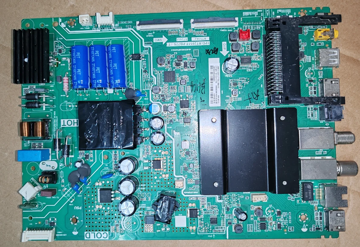 

TPD.RT2851T.PB775 RT51K2 RT2851 40-RT51K2-MPA2HG-G Physical photo of 4K wifi network TV motherboard
