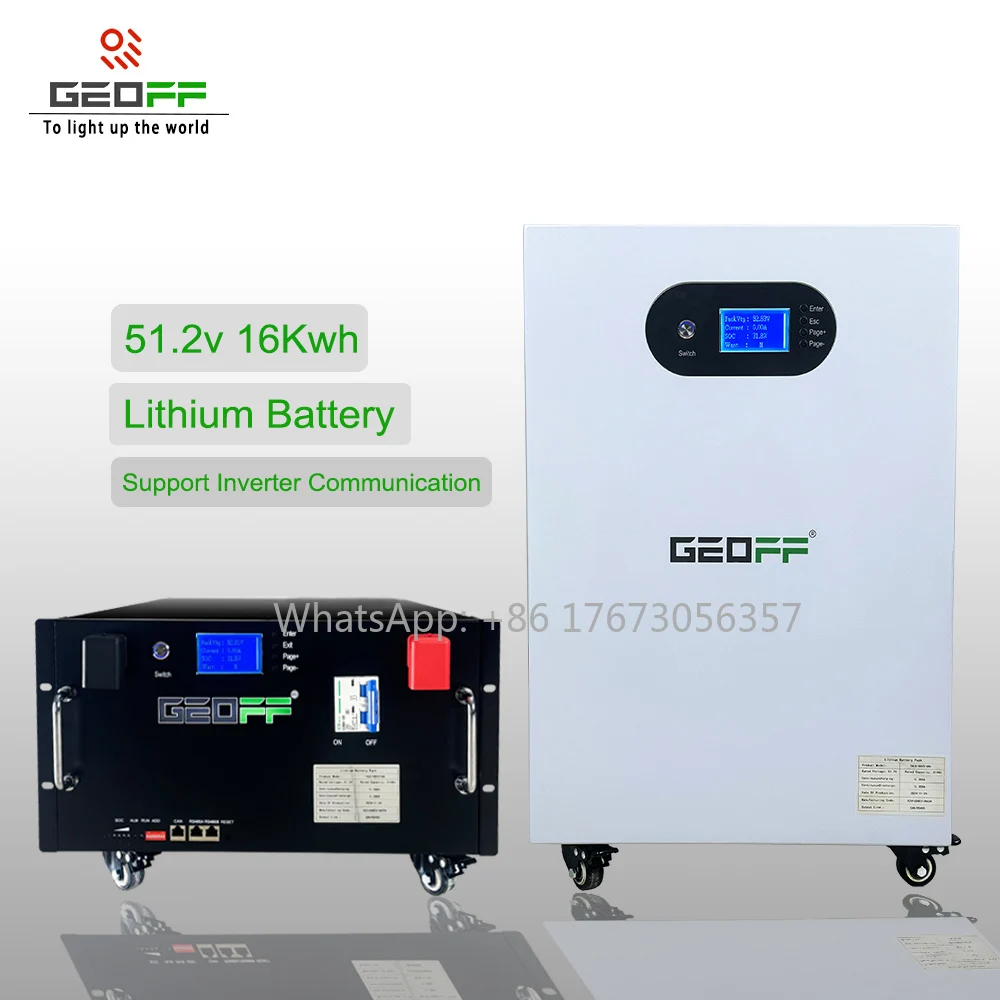 GEOFF 51.2V 320AH CATL 16kw Solar Lithium Battery Storage System Lifepo4 Energy Storage Battery With DEYE BMS