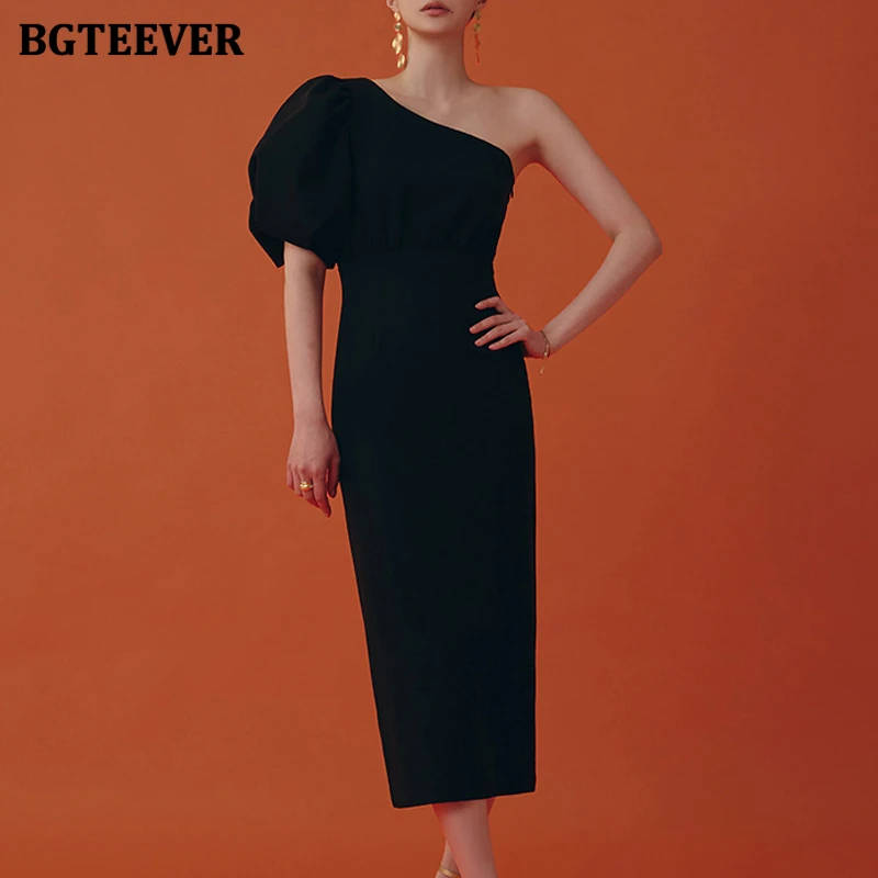 

BGTEEVER Stylish Women Irregular Package Hip Midi Dress Elegant Slim Summer Female Skinny Bodycon Dress Ladies Party Vestidos