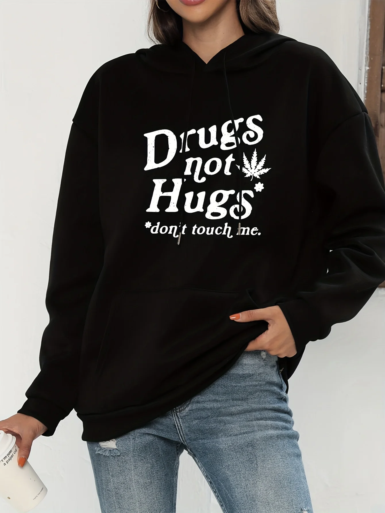 

Womens Charming Letter Print Hoodie Sweatshirt Long Sleeve with Drawstring Hood Kangaroo Pocket Casual Comfortable Everyday