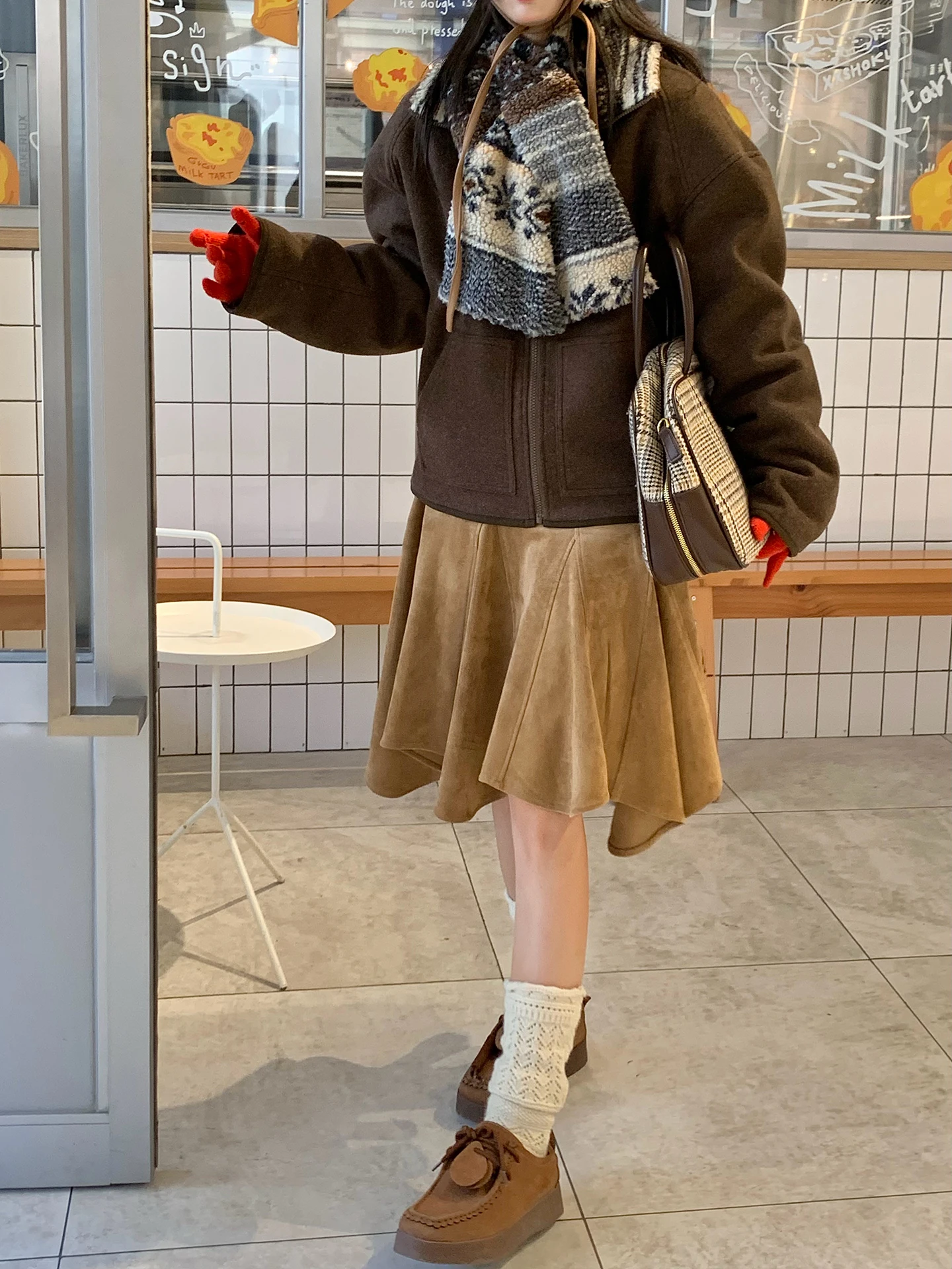 

Ретро-юбка миди для женщин, зимняя, асимметричная, в клетку, шерстяная, А-силуэт, универсальная, с низкой талией, для повседневной носки, простая, из полиэфирного волокна