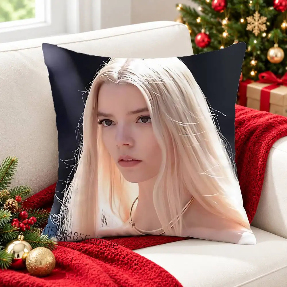 FOR Anya Taylor Joy 45x45cm Square Cushion Cover Cartoon Print Decorative Throw Pillow Case for Couch Bed Car Home Decor 6
