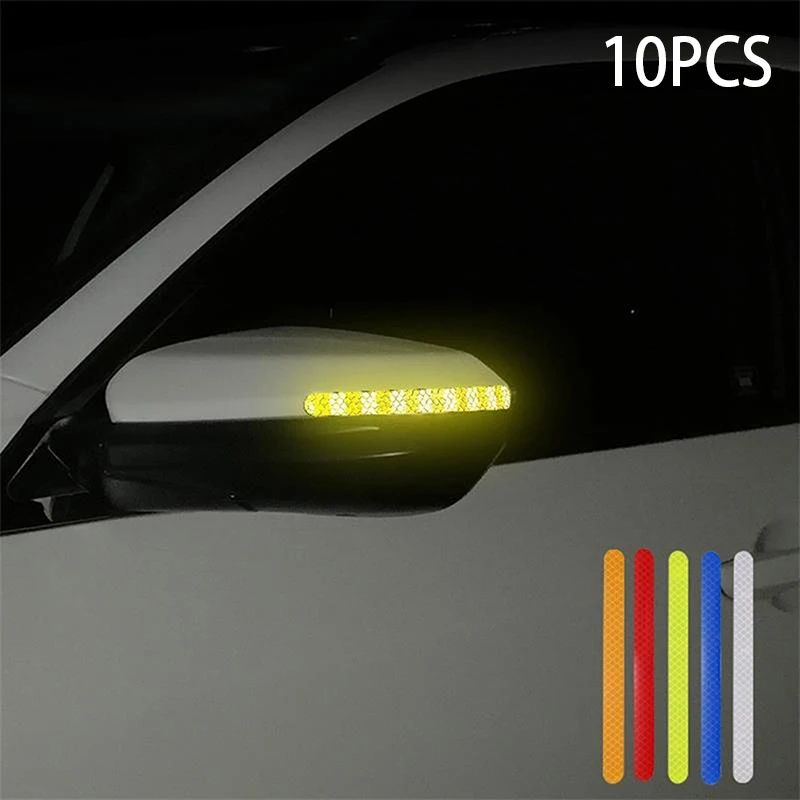 10Pcs/Bag Safety Warning Night Reflective Sticker Car Motorcycle Helmet Rearview Mirror Reflective Sticker Cover Scratch Sticker