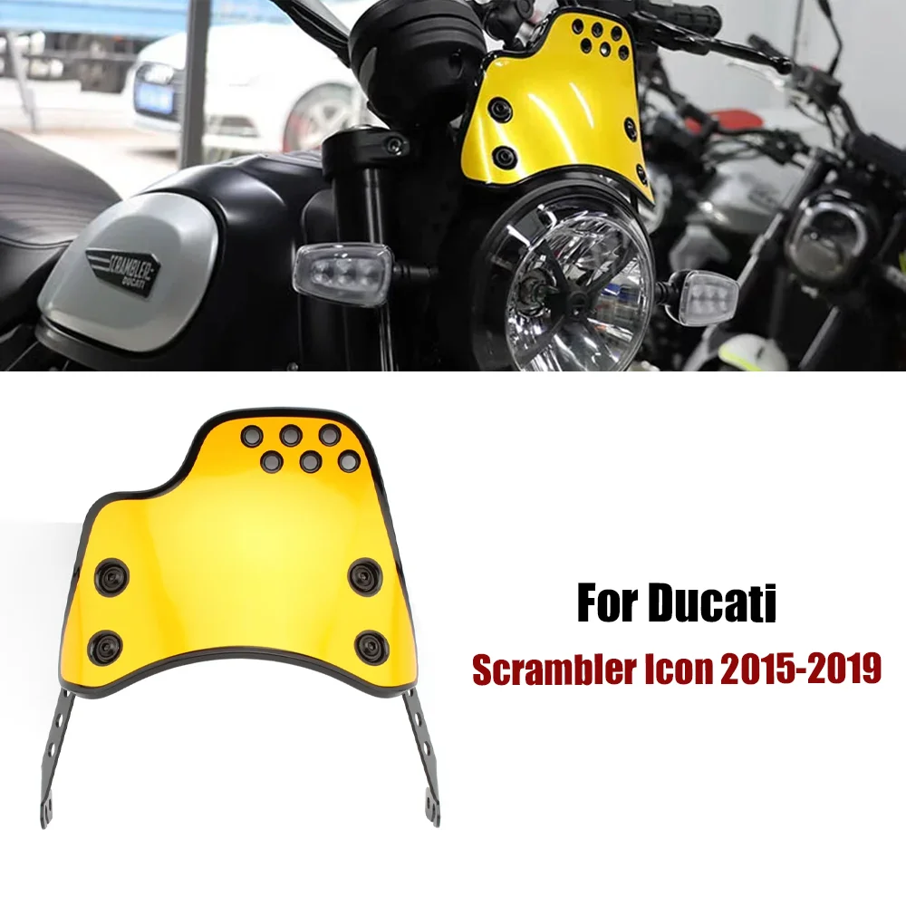 

Motorcycle Windscreen Windshield Fly Screen Shield Wind Deflector with Holder For DUCATI Scrambler 400 800 2015-2023 2017 2018