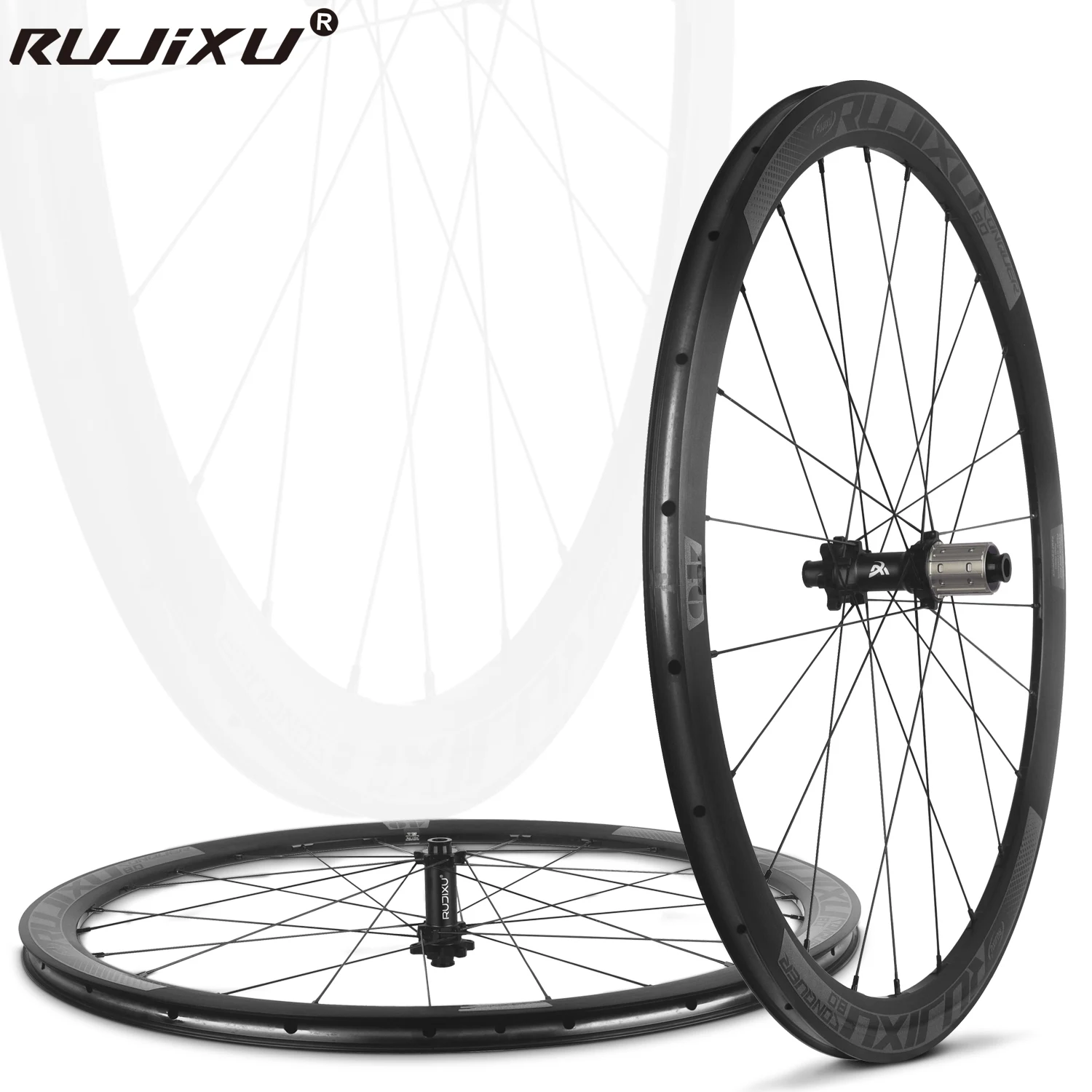 GRAVEL 700C RUJIXU 6 Pawls Ratchet 36T Deep Wheel Road Bicycle Disc Brake Wheelset Aluminum Wheels Road Wheelset