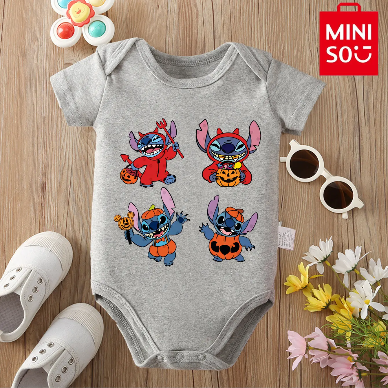 

MINISO боди из 100% хлопка со стежком/гарбузом, мягкая детская одежда, лучший подарок для ребенка, комбинезон-комбинезон для детей от 0 до 12 месяцев, милый новорожденный