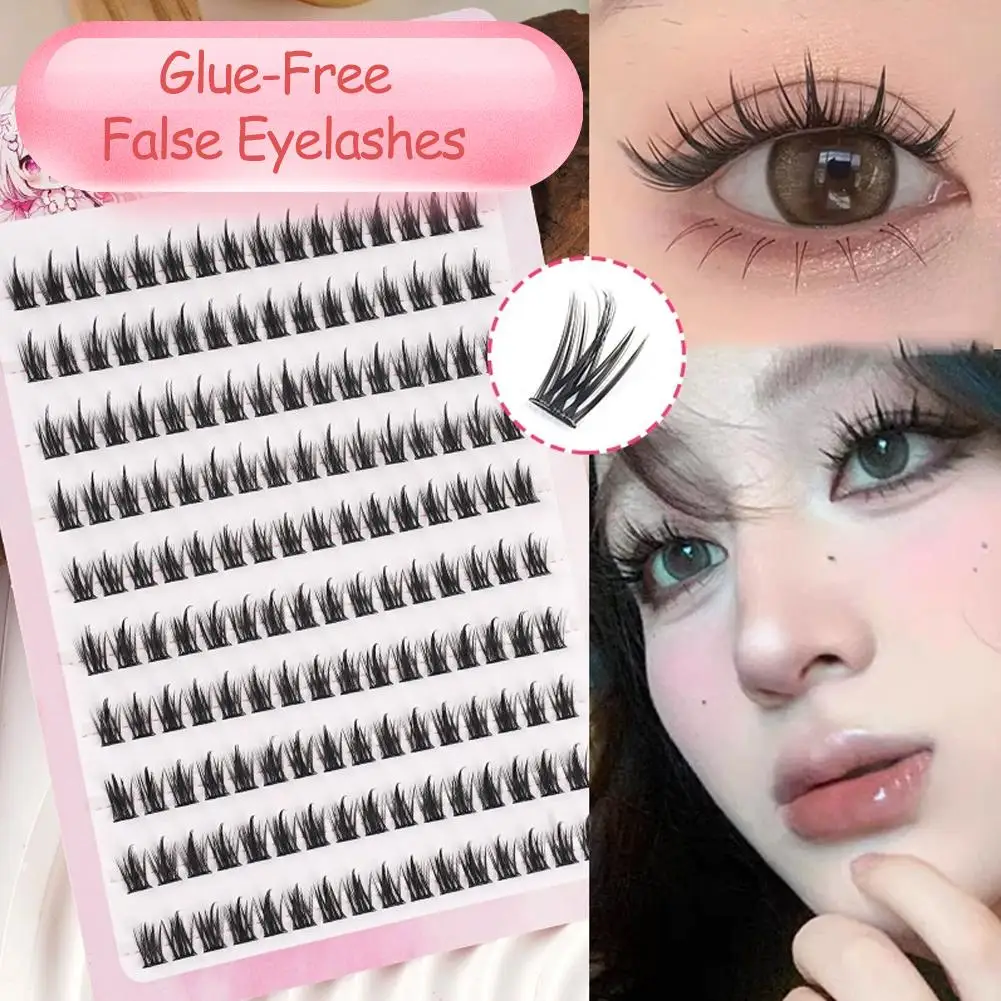 글루 프리 인조 속눈썹 코믹 스파이어 속눈썹 자연스러운 풍성한 DIY 속눈썹 클러스터 개별 속눈썹 연장 메이크업 도구