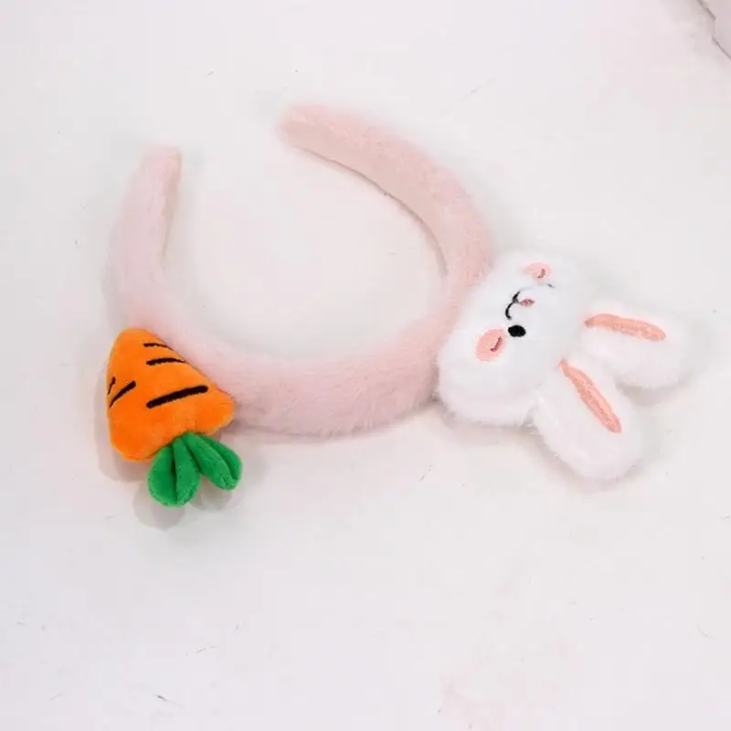 652F إكسسوار شعر الأرنب والجزر المرح، عصابات رأس من القطيفة الناعمة للأطفال والحفلات التنكرية والاستخدام اليومي