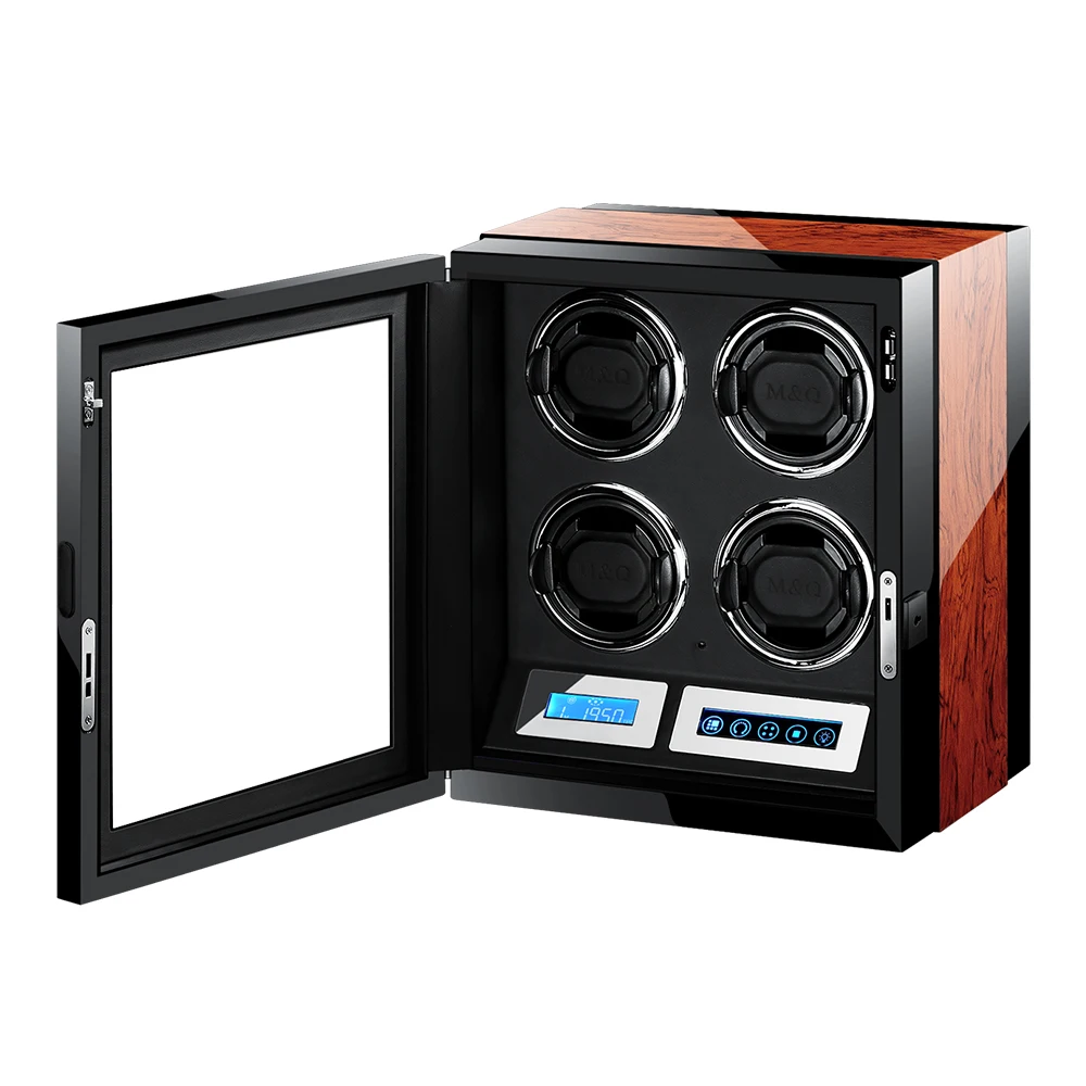 IBBETON High Quality Watch Winder for 2 4 6 9 Slot Automatic Watches with Mabuchi Motor LCD Touch Screen Wooden Watch Safe Box