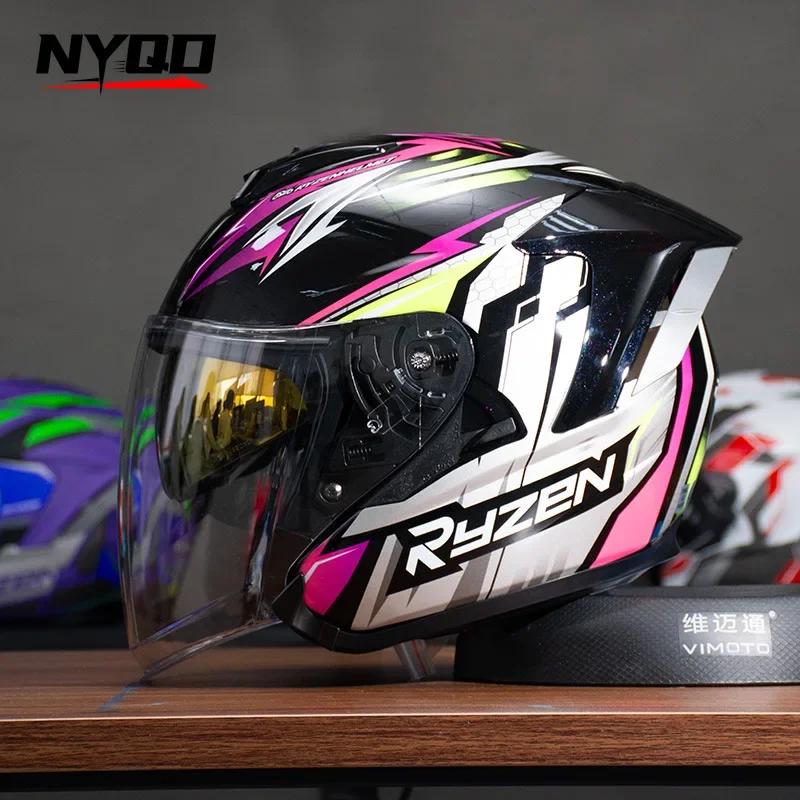 Ryzen RO-5 Motorcycle Unisex Three-quarters Motorcycle Half Helmet All Season Universal Motorcycle Helmet Casco Moto