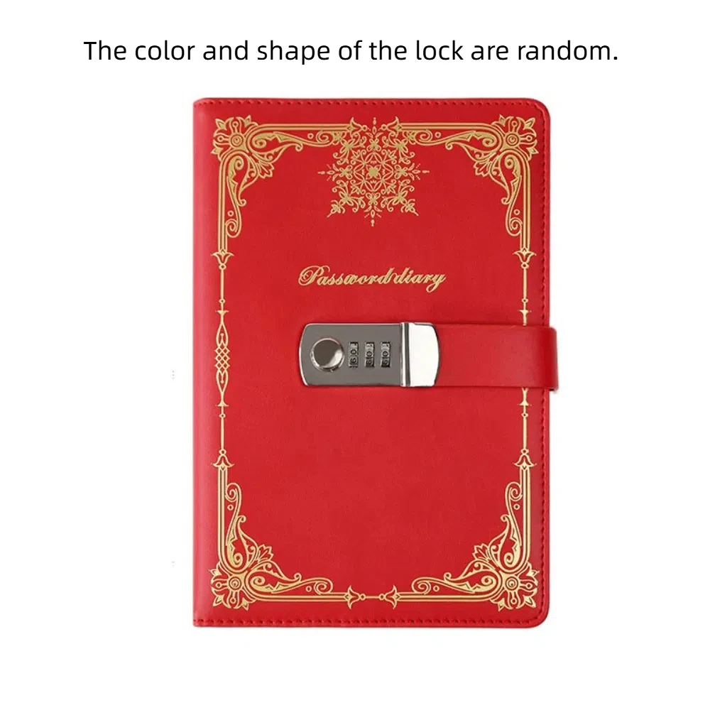 PU Leather Journal Notebook With Lock A5 100Sheets Hard Cover Personal Notebook Retro Line Paper Lockable Secrets Journal