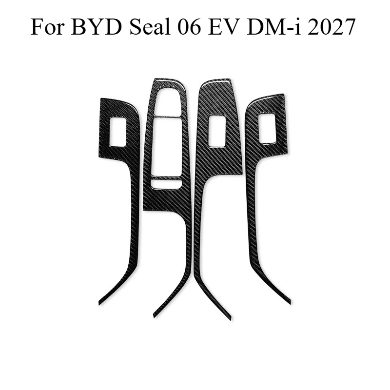 For BYD Seal 06 EV DM-i 2027 Real Soft Carbon Fiber Four Door Window Control Panel Interior Trim Sticker