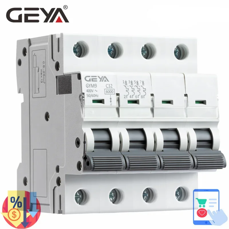 

GEYA GYM9 4P MCB 6KA Разрывная способность MCB Din-рейка Мини-выключатель 6A-63A Тип переменного тока Прямой заводской производитель CE CB