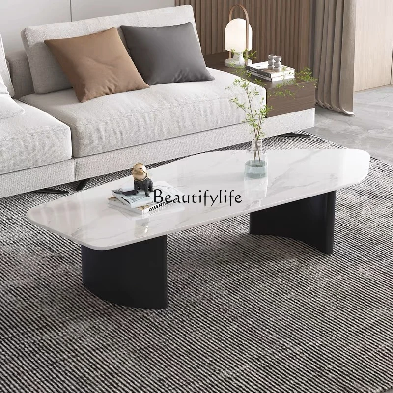 Stone Plate Coffee Table Light Luxury Modern Simple Home Creative Irregular Shaped Table