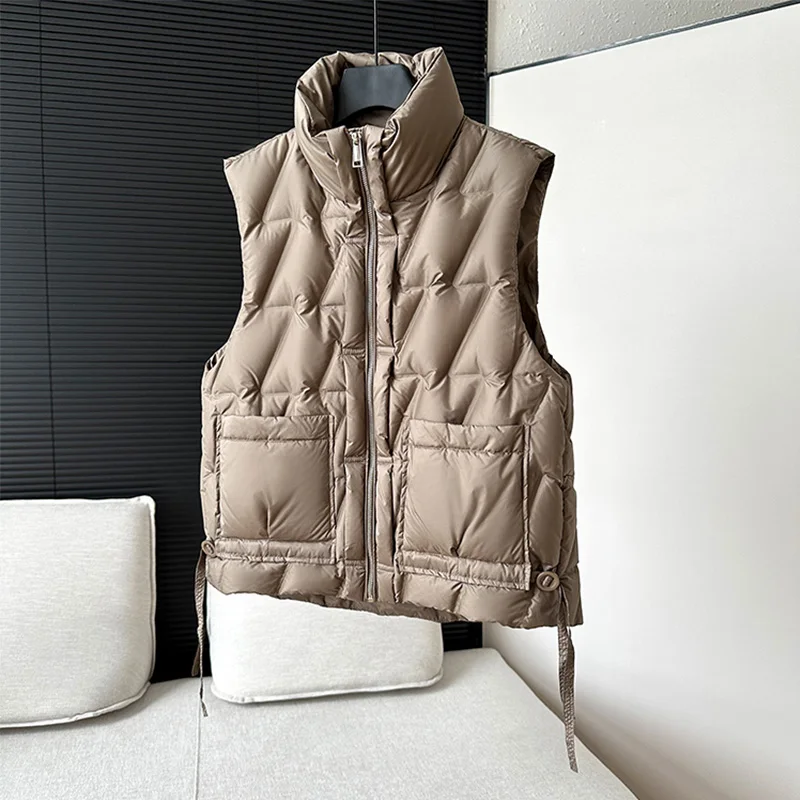 

Women Jacket Coats Female Top Quality Short Waistcoat Zipper Sleeveless Lagabogy 2025 New Autumn Winter 90% White Duck Down Vest