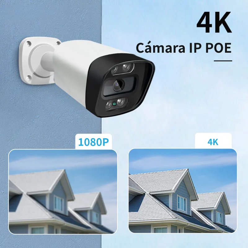 KR 4K 8MP POE IP Camera Outdoors Night Vision Motion Detection Two-way Intercom H.265+ ONVIF Video Surveillance Audio Record