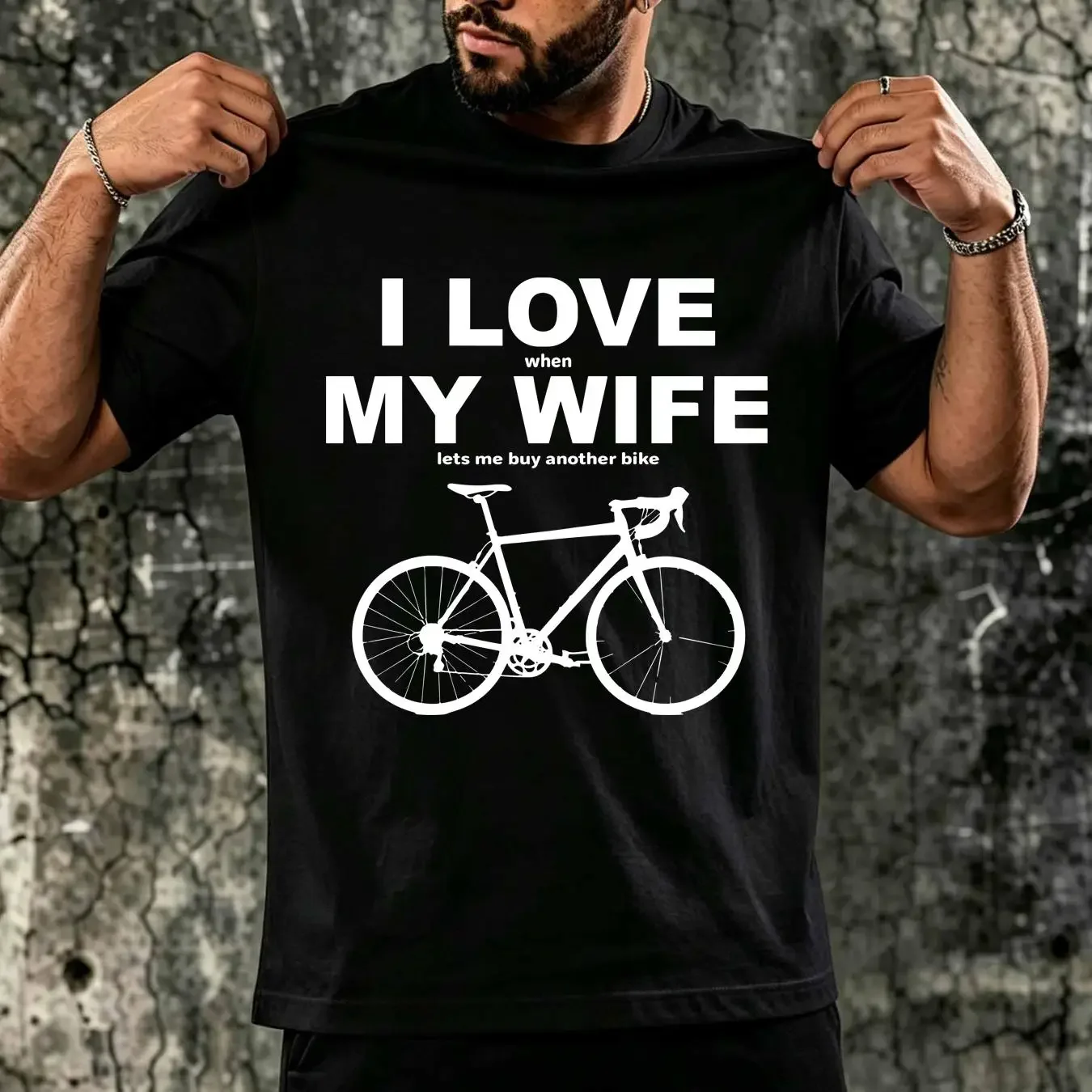 washed T Shirt I Love When My Wife Lets Me Buy Another Bike vintage Washed Slightly streetwear homme Stretched Breathable Soft